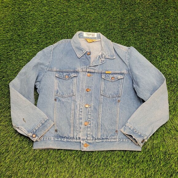 Vintage Rustler Trucker Jacket M/L 21x23 Faded Blue - Picture 1 of 15